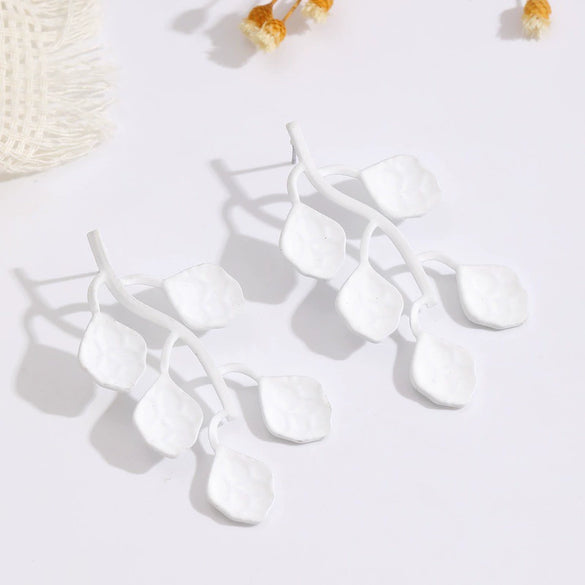 Women’s Leafshaped Cartoon Earrings With Multicolor Spraypainted Iron Design And Stainless Steel Ear Needles