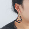 Women's Leather And Plastic Resin Drop Pendant Earrings Geometric Leopard Pattern Polishing Fashion Retro Style