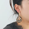 Women's Leather And Plastic Resin Drop Pendant Earrings Geometric Leopard Pattern Polishing Fashion Retro Style