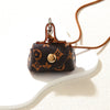 Women's Leather Coin Purse Pendant Necklace Alloy Pendant Geometric Pattern Handmade