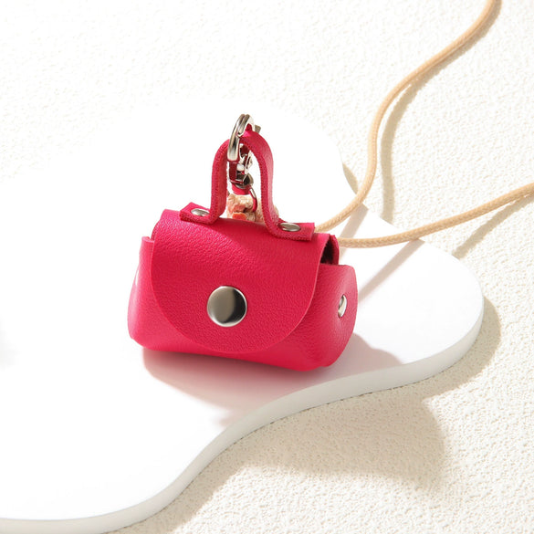 Women's Leather Coin Purse Pendant Necklace Alloy Pendant Geometric Pattern Handmade