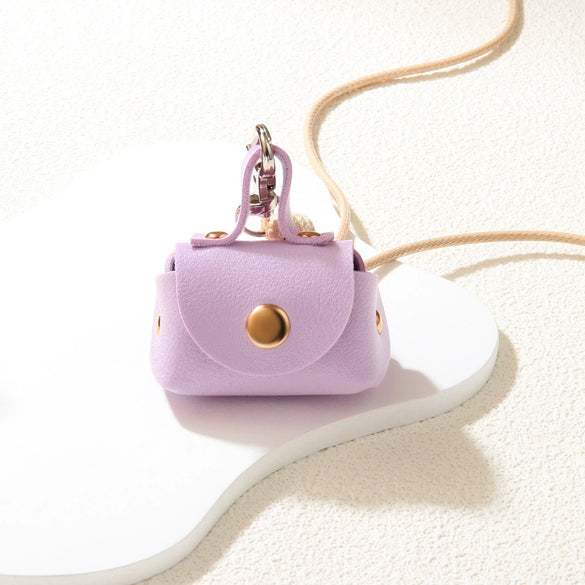 Women's Leather Coin Purse Pendant Necklace Alloy Pendant Geometric Pattern Handmade