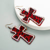 Women's Leather Leopard Cross Exaggerated Geometric Earrings