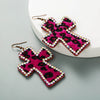 Women's Leather Leopard Cross Exaggerated Geometric Earrings