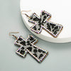 Women's Leather Leopard Cross Exaggerated Geometric Earrings
