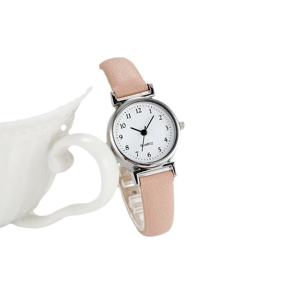Women's Leather Watch Metal Case Pu Strap Stainless Steel Clasp Mineral Strengthened Glass Mirror Round Dial Leisure Style