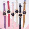 Women's Leisure Alloy And Imitation Leather Round Dial Watch With Ordinary Glass Mirror Spiral Crown And Pin Buckle