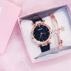 Women's Leisure Alloy And Imitation Leather Round Dial Watch With Ordinary Glass Mirror Spiral Crown And Pin Buckle