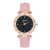 Women's Leisure Alloy And Imitation Leather Round Dial Watch With Ordinary Glass Mirror Spiral Crown And Pin Buckle