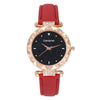 Women's Leisure Alloy And Imitation Leather Round Dial Watch With Ordinary Glass Mirror Spiral Crown And Pin Buckle