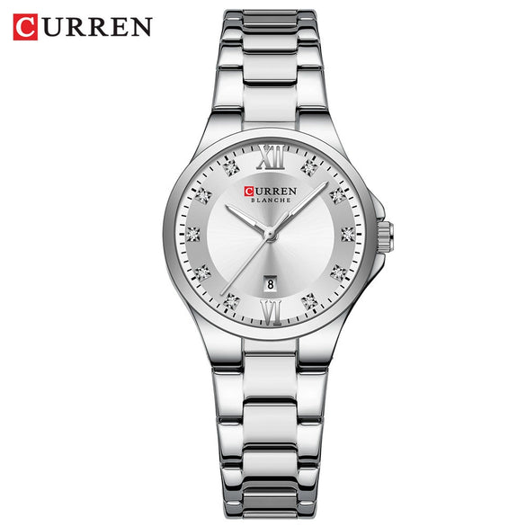 Women's Leisure Alloy And Stainless Steel Rhinestone Round Dial Quartz Watch