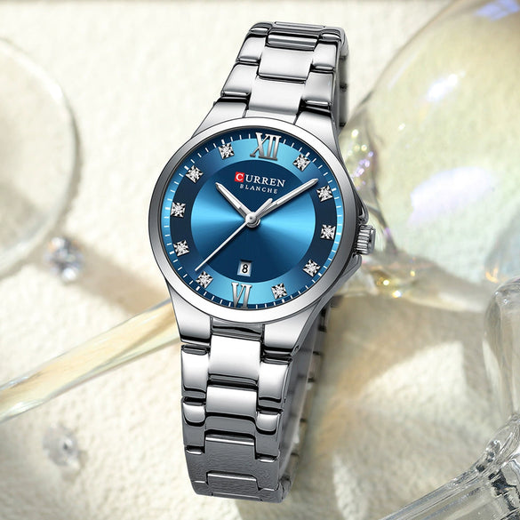 Women's Leisure Alloy And Stainless Steel Rhinestone Round Dial Quartz Watch