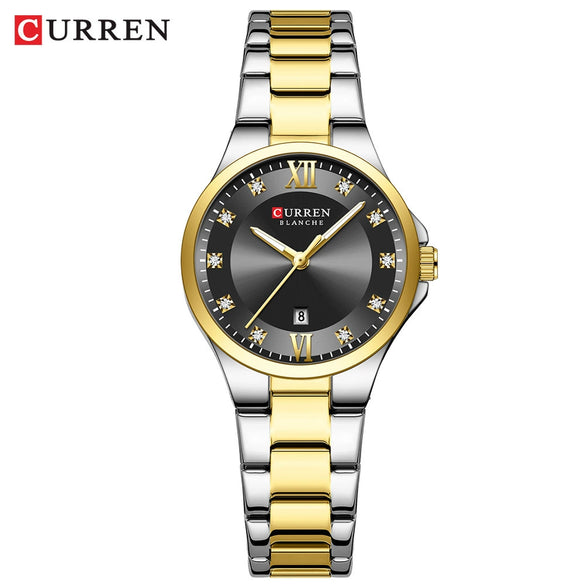 Women's Leisure Alloy And Stainless Steel Rhinestone Round Dial Quartz Watch