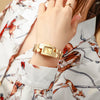Women's Leisure Alloy And Stainless Steel Square And Round Dial Watch With Wave Curve Design