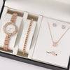 Women's Leisure Alloy Band Quartz Watch Set With Round Dial