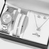 Women's Leisure Alloy Band Quartz Watch Set With Round Dial