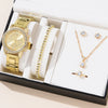 Women's Leisure Alloy Band Quartz Watch Set With Round Dial