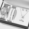 Women's Leisure Alloy Band Quartz Watch Set With Round Dial