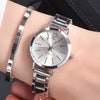Women's Leisure Alloy Band Round Dial Quartz Watch With Rose Gold Pin Buckle