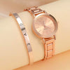 Women's Leisure Alloy Band Round Dial Quartz Watch With Rose Gold Pin Buckle