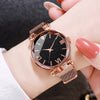 Women's Leisure Alloy Band Round Dial Starry Sky Roman Face Watch Set