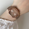 Women's Leisure Alloy Case Imitation Leather Strap Square Quartz Watch
