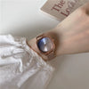 Women's Leisure Alloy Case Imitation Leather Strap Square Quartz Watch