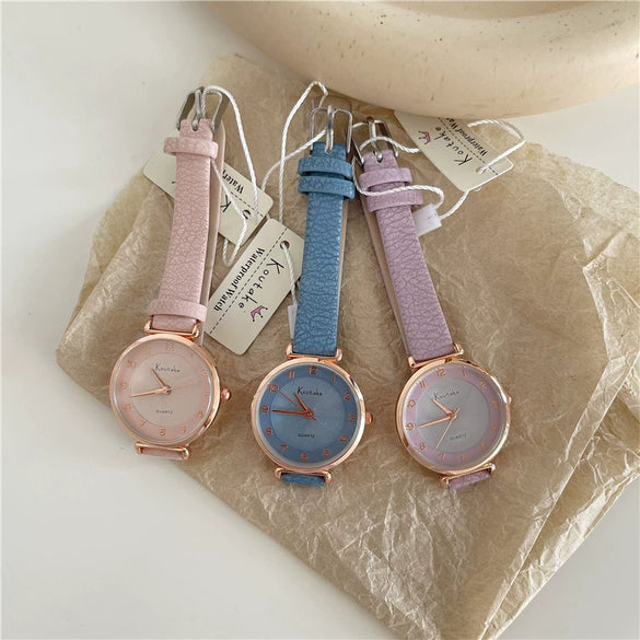 Women's Leisure Alloy Case Ordinary Glass Mirror Digital Scale Quartz Belt Watch
