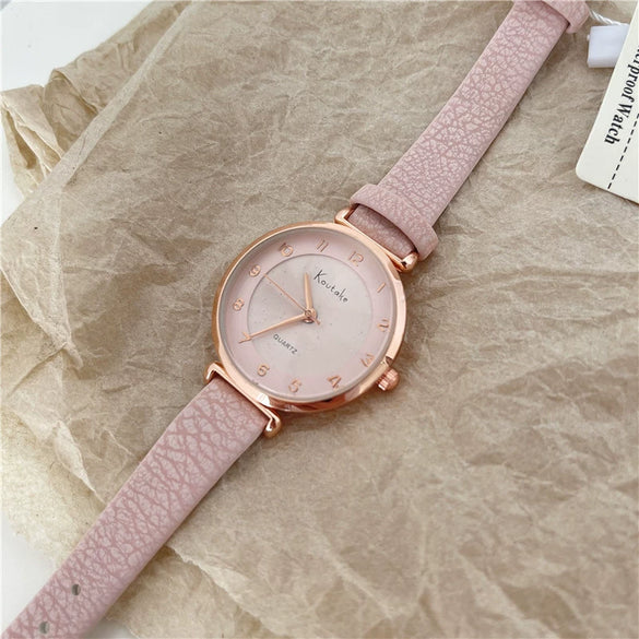 Women's Leisure Alloy Case Ordinary Glass Mirror Digital Scale Quartz Belt Watch