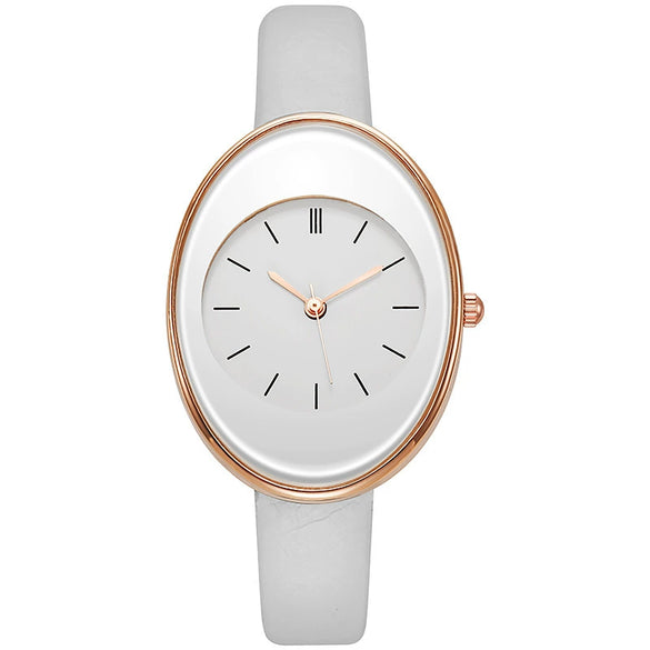 Women's Leisure Alloy Case Quartz Watch With Imitation Leather Strap And Stainless Steel Clasp Round Dial