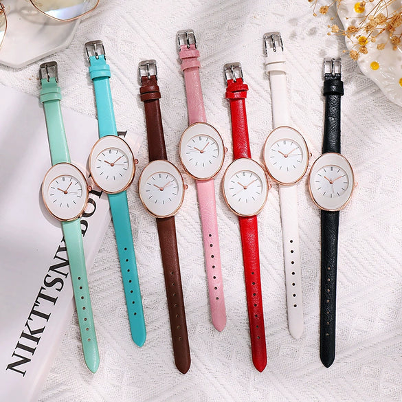 Women's Leisure Alloy Case Quartz Watch With Imitation Leather Strap And Stainless Steel Clasp Round Dial