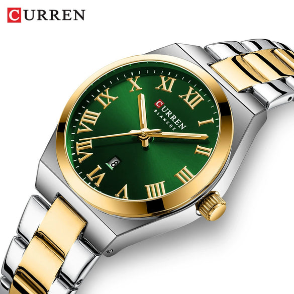 Women's Leisure Alloy Case Stainless Steel Band Round Dial Watch