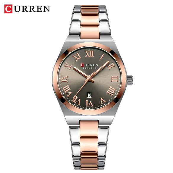 Women's Leisure Alloy Case Stainless Steel Band Round Dial Watch