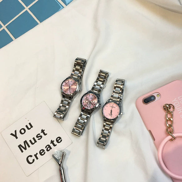 Women's Leisure Alloy Case Stainless Steel Strap Round Dial Quartz Watch