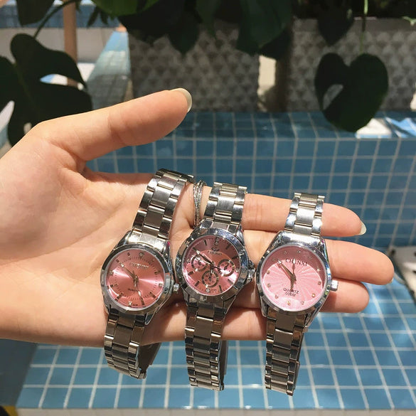 Women's Leisure Alloy Case Stainless Steel Strap Round Dial Quartz Watch