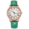 Women's Leisure Alloy Imitation Leather Belt Round Dial Quartz Watch With Diamondencrusted Luminous Design And Stainless Steel Buckle