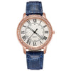 Women's Leisure Alloy Imitation Leather Belt Round Dial Quartz Watch With Diamondencrusted Luminous Design And Stainless Steel Buckle