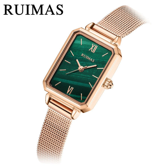 Women's Leisure Alloy Leather Watch With Rectangular Dial Stainless Steel Buckle And Mineral Reinforced Mirror