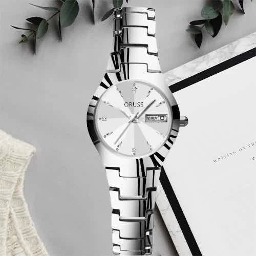 Women's Leisure Automatic Movement Watch With Round Dial Steel Case Fine Steel Strap And Stainless Steel Buckle Genuine Waterproof