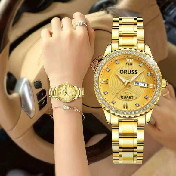 Women's Leisure Automatic Movement Watch With Round Dial Steel Case Fine Steel Strap And Stainless Steel Buckle Genuine Waterproof
