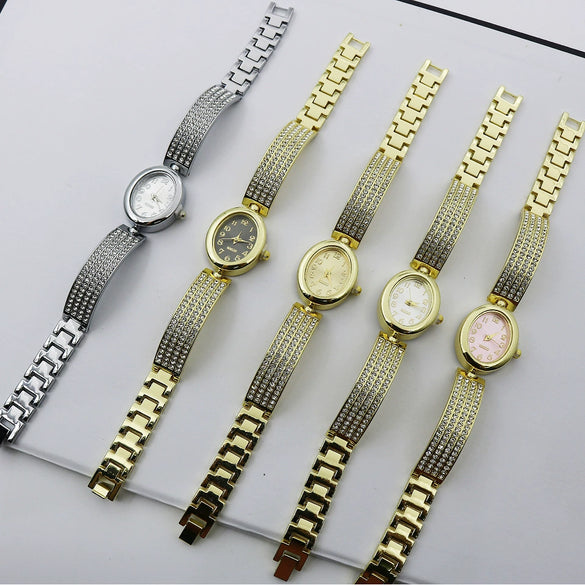 Women's Leisure Bracelet Watch Alloy Case Stainless Steel Strap Oval Dial
