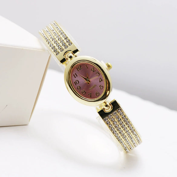 Women's Leisure Bracelet Watch Alloy Case Stainless Steel Strap Oval Dial