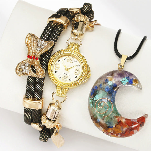 Women's Leisure Bracelet Watch With Alloy Case Pu Strap And Round Dial