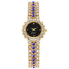 Women's Leisure Diamond Bracelet Watch Twopiece Set Alloy Case Imitation Leather Strap Titanium Metal Clasp Round Dial