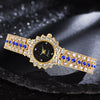 Women's Leisure Diamond Bracelet Watch Twopiece Set Alloy Case Imitation Leather Strap Titanium Metal Clasp Round Dial