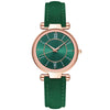 Women's Leisure Fashion Watch With Roman Sun Wheel Dial Mineral Strengthened Glass Mirror Genuine Leather Strap Rose Gold Clasp And Round Shape