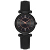 Women's Leisure Fashion Watch With Roman Sun Wheel Dial Mineral Strengthened Glass Mirror Genuine Leather Strap Rose Gold Clasp And Round Shape