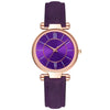 Women's Leisure Fashion Watch With Roman Sun Wheel Dial Mineral Strengthened Glass Mirror Genuine Leather Strap Rose Gold Clasp And Round Shape