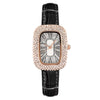 Women's Leisure Metal And Imitation Leather Barrelshaped Rhinestone Watch