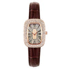 Women's Leisure Metal And Imitation Leather Barrelshaped Rhinestone Watch